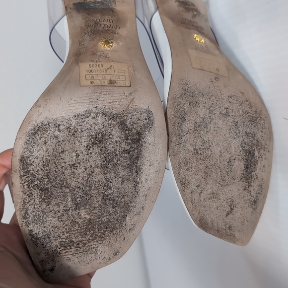 Stuart Weitzman Clear and White Slip On Heels Size 9 - Picture 11 of 13